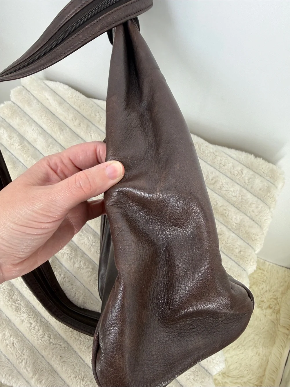 Vintage Nine West Dark Brown Leather Sling Backpack